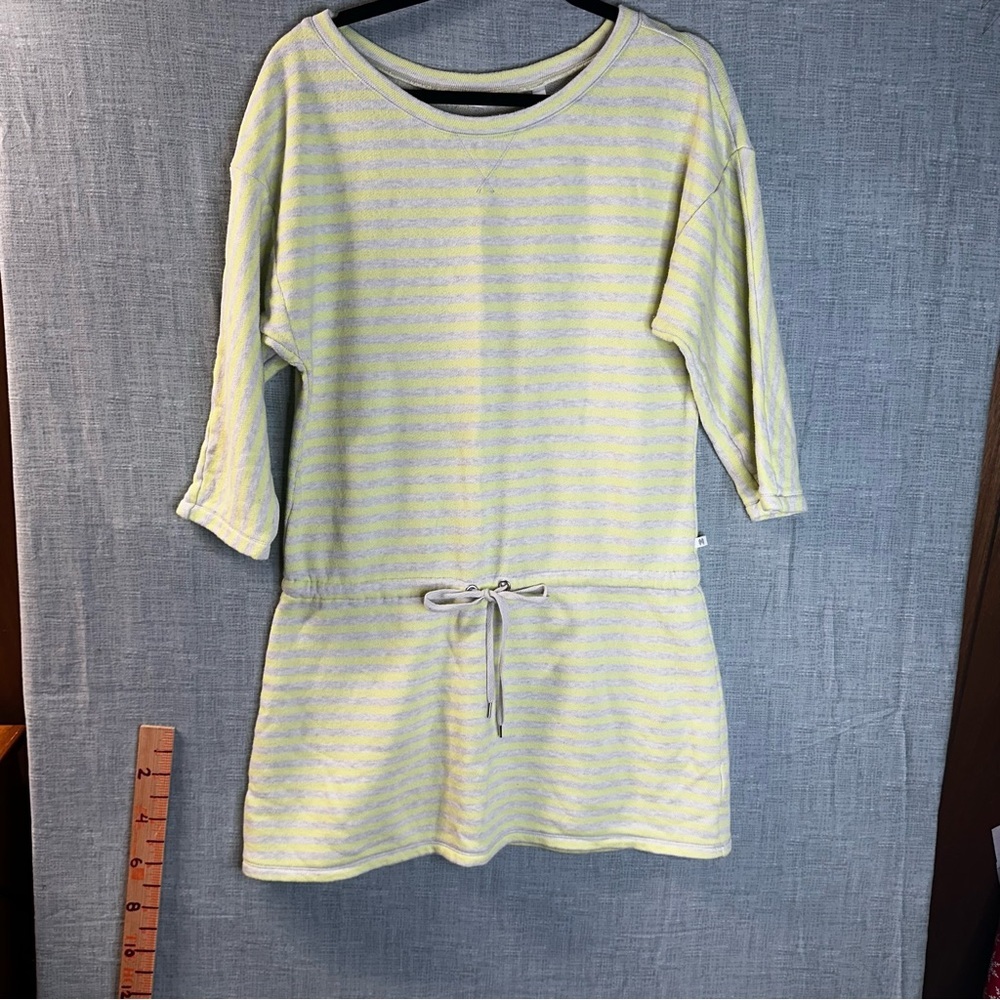Victoria's Secret Striped Terry Knit Mini Dress Yellow Grey Drawstring Waist L - Picture 1 of 10